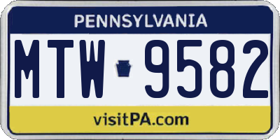 PA license plate MTW9582