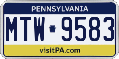 PA license plate MTW9583
