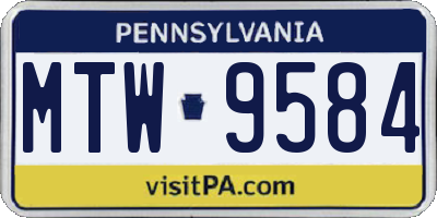 PA license plate MTW9584