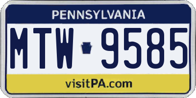 PA license plate MTW9585