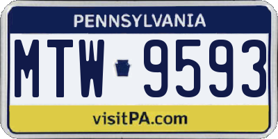 PA license plate MTW9593