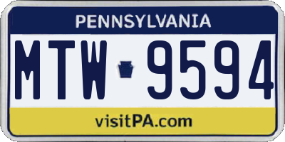 PA license plate MTW9594