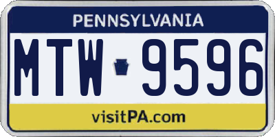 PA license plate MTW9596