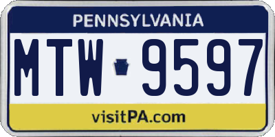 PA license plate MTW9597