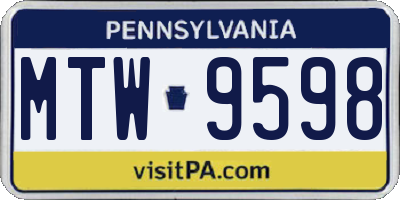 PA license plate MTW9598