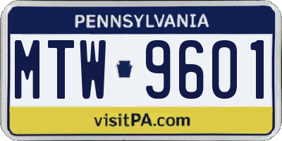 PA license plate MTW9601