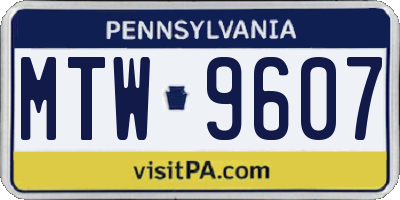 PA license plate MTW9607