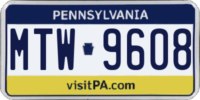 PA license plate MTW9608