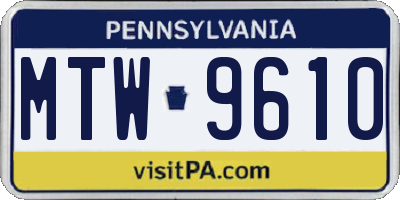 PA license plate MTW9610