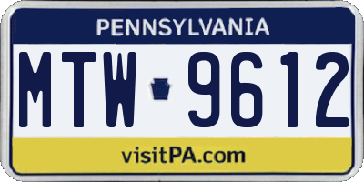 PA license plate MTW9612