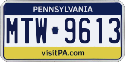 PA license plate MTW9613