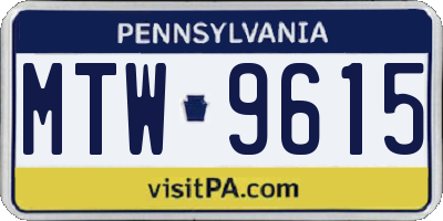 PA license plate MTW9615