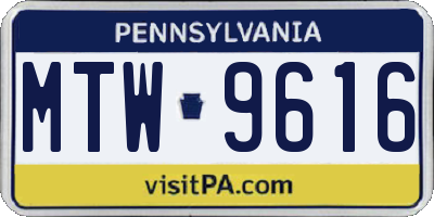 PA license plate MTW9616