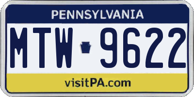 PA license plate MTW9622