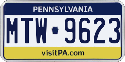 PA license plate MTW9623