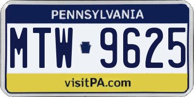 PA license plate MTW9625