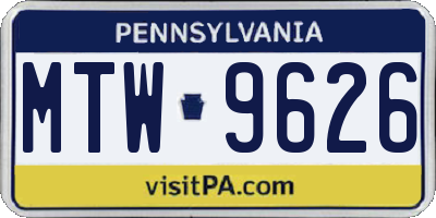 PA license plate MTW9626