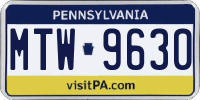 PA license plate MTW9630