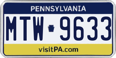 PA license plate MTW9633