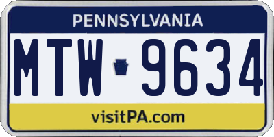 PA license plate MTW9634