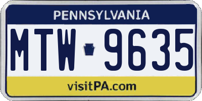 PA license plate MTW9635