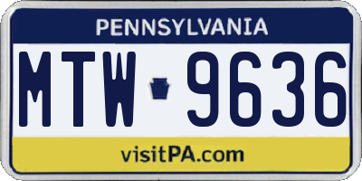 PA license plate MTW9636