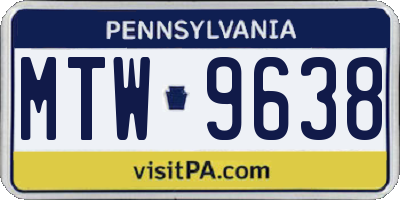 PA license plate MTW9638