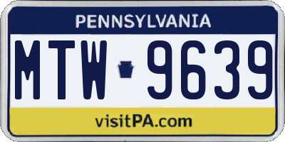 PA license plate MTW9639