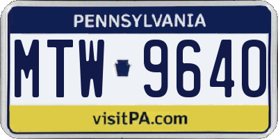 PA license plate MTW9640