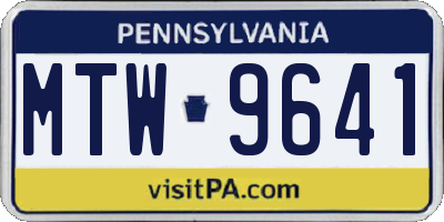 PA license plate MTW9641
