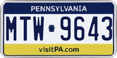 PA license plate MTW9643
