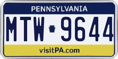 PA license plate MTW9644