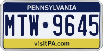 PA license plate MTW9645