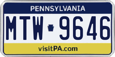 PA license plate MTW9646