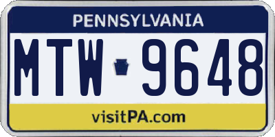 PA license plate MTW9648