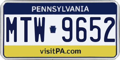 PA license plate MTW9652