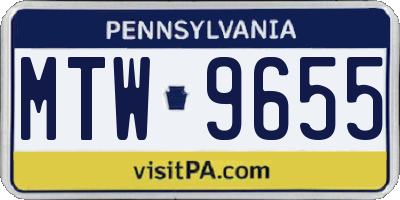 PA license plate MTW9655
