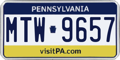 PA license plate MTW9657