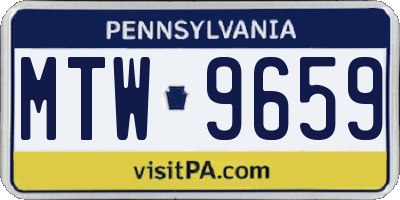 PA license plate MTW9659