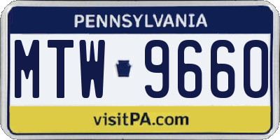 PA license plate MTW9660