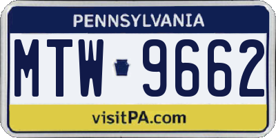 PA license plate MTW9662