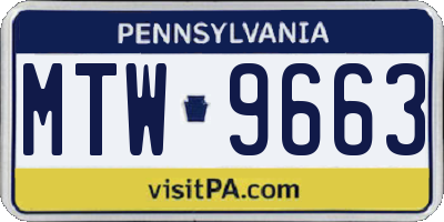 PA license plate MTW9663