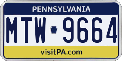 PA license plate MTW9664