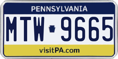 PA license plate MTW9665