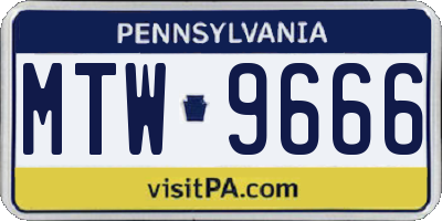 PA license plate MTW9666