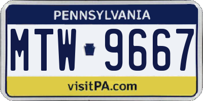 PA license plate MTW9667