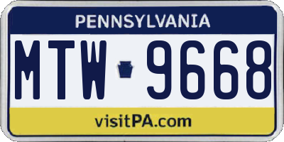 PA license plate MTW9668