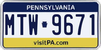 PA license plate MTW9671