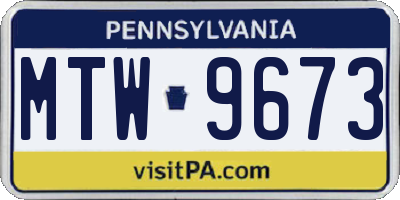 PA license plate MTW9673