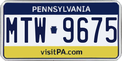 PA license plate MTW9675
